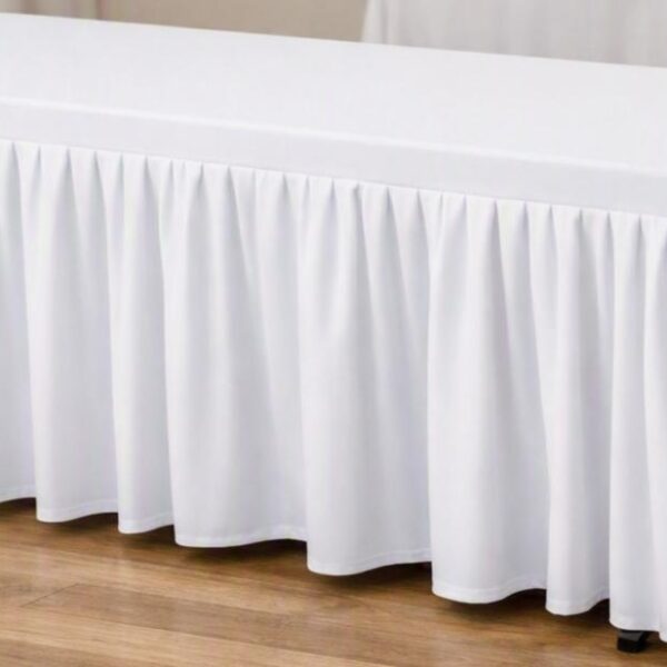 6' White Table Cover with Skirt